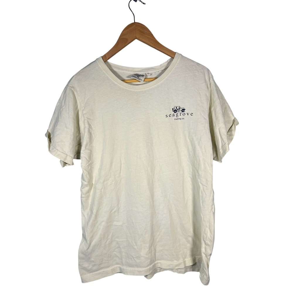 US Vintage‎ Trading Co Seagrove Graphic T Shirt Cream Jeep Print Size M